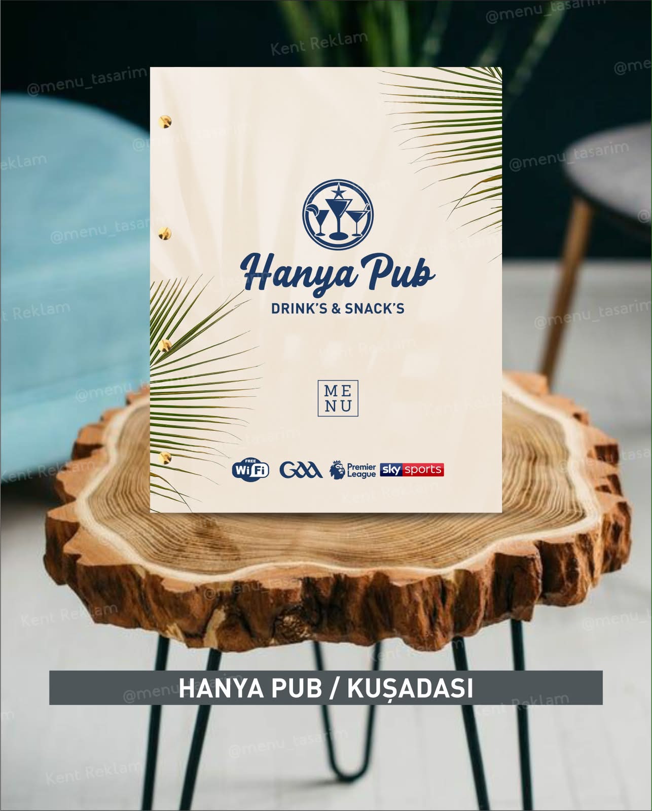 HANYA PUB KUŞADASI kurumsal restoran cafe menü tasarımı ve baskısı